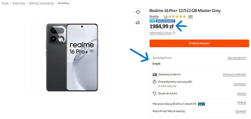 realme 16 Pro Plus 12 512 GB w promocji Empik za mniej niż 2000 zł