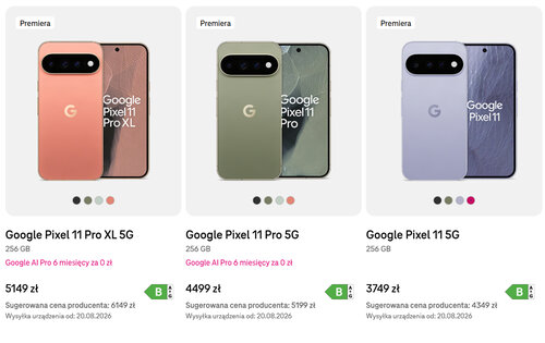 Pixel 11 Pro XL, Pixel 11 Pro i Pixel 11 w T-Mobile