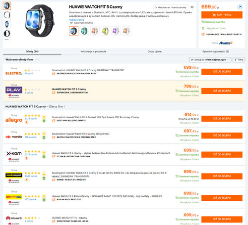Polskie ceny Huaweia Watch Fit 5