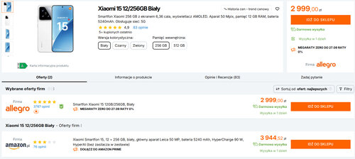 Polskie ceny Xiaomi 15 12/256 GB