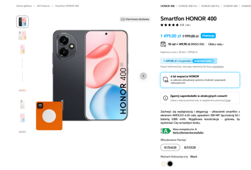 Honor 400 w promocji sklepu producenta