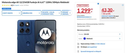 Motorola Edge 60 - dobra cena w promocji RTV EURO AGD