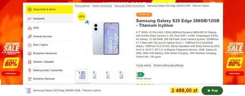 Samsung Galaxy S25 Edge w promocji kosztuje 2499 złotych