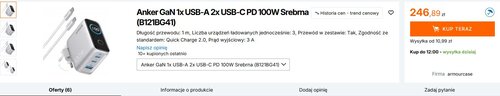 Ładowarka Anker GaN 100 W cena