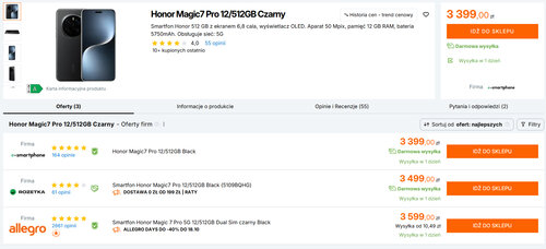 Polskie ceny Honora Magic 7 Pro 12/512 GB