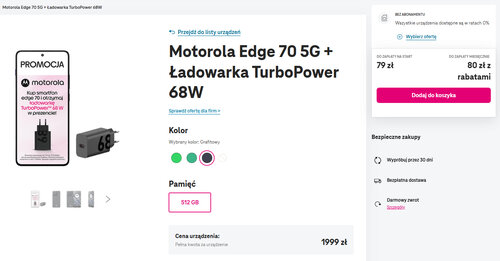 Motorola Edge 70 + ładowarka 68 W