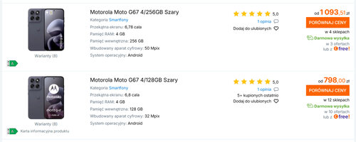 Polskie ceny Motoroli Moto G67 4/128 GB i 8/256 GB
