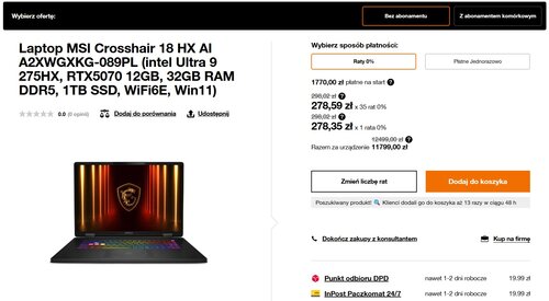 Laptop gamingowy MSI Crosshair 18