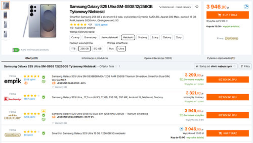 Polskie ceny Samsunga Galaxy S25 Ultra 12/256 GB