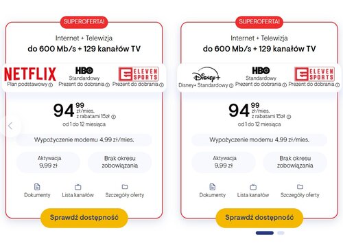 Pakiet łączony Vectra 3w1 z Netflix lub Disney+