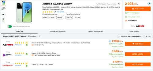Polskie ceny Xiaomi 15 12/256 GB
